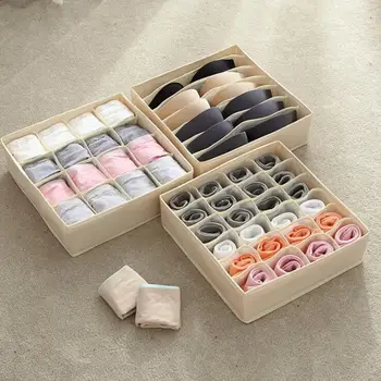 

High Elastic Ion Mesh Cloth Socks Storage Boxes Foldable Multi-grids Underwear Storage Box Washable Home Organization