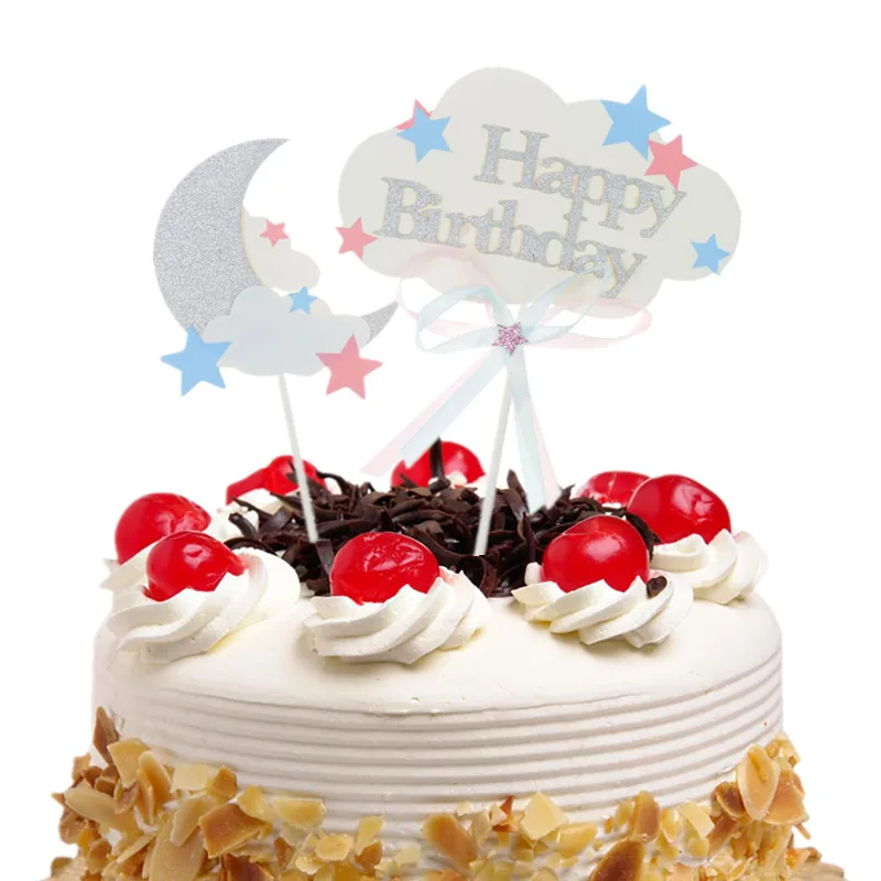 Biling Cloud Star Cake Toppers Flags Hot Air Balloon Rainbow Cake Topper Kids Birthday Wedding Baby Shower Baking Party DIY Xmas