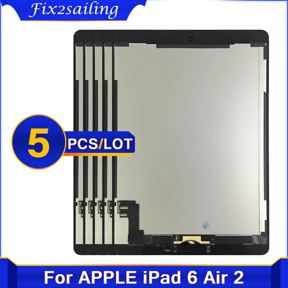 5 Piece Tested 9.7 For Apple iPad 6 Air 2 LCD Display Touch Screen Digitizer Assembly For iPad air 2 A1567 A1566 LCD Panel