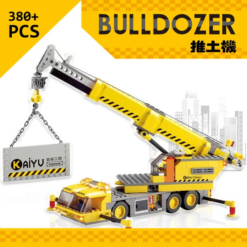 380 pièces ville ingénierie grue camion blocs de construction ensembles bricolage modèle Playmobil Brinquedos créateur briques éducatifs enfants jouets