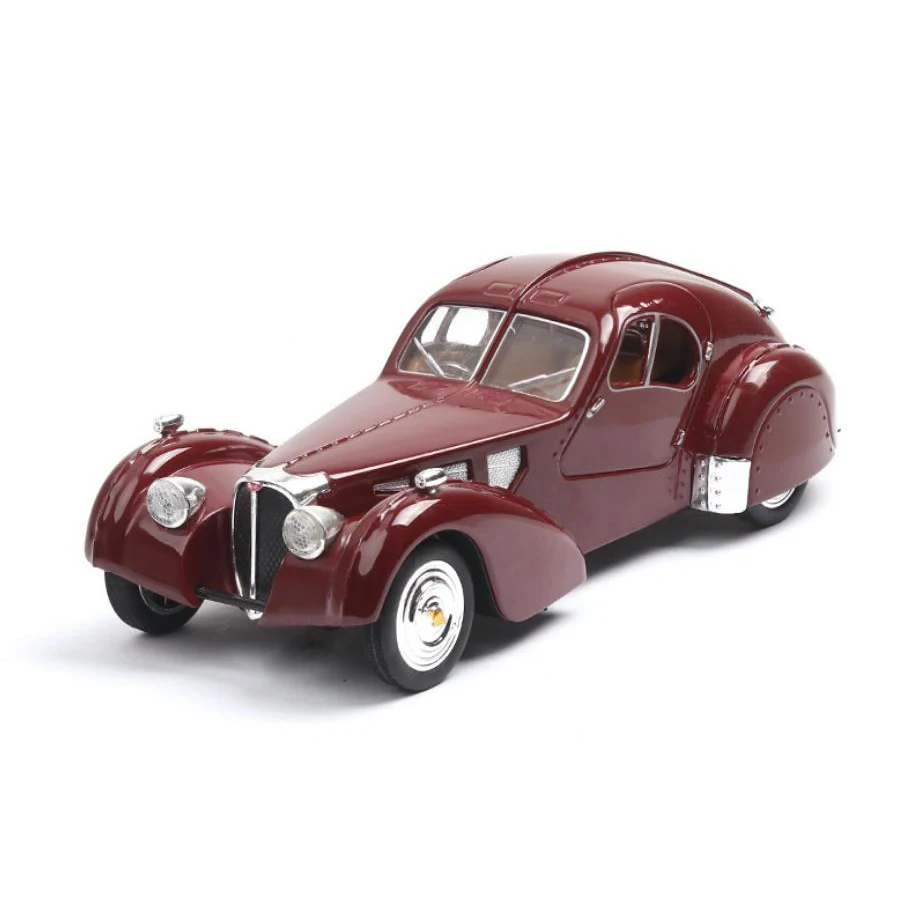 Классический Винтаж автомобиля Горячий масштаб 1:32 колеса 1936 Bugatti Тип 57SC металлическая модель с светильник звук, литье под давлением, потяните игрушки - Цвет: Бургундия