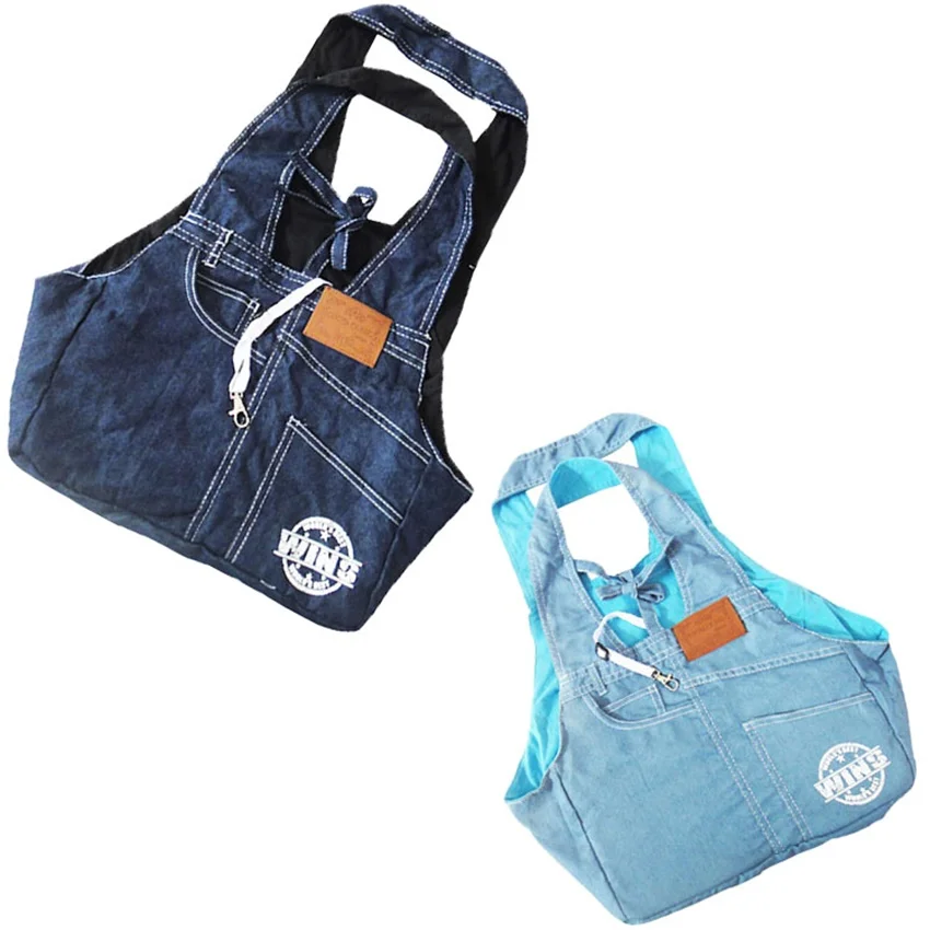 Bolso de mano de tela vaquera para perros y mascotas, bolsa de transporte para perros, color azul por lote, envío gratis