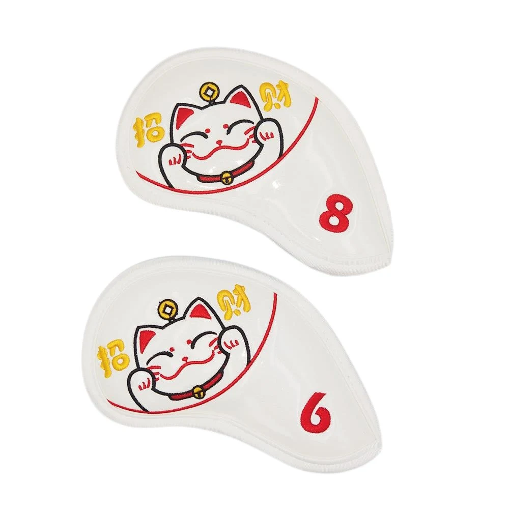

Golf Iron Covers Lucky Fortune Cat Crystal Pu Leather Water Proof Headcovers 9 Pcs Set
