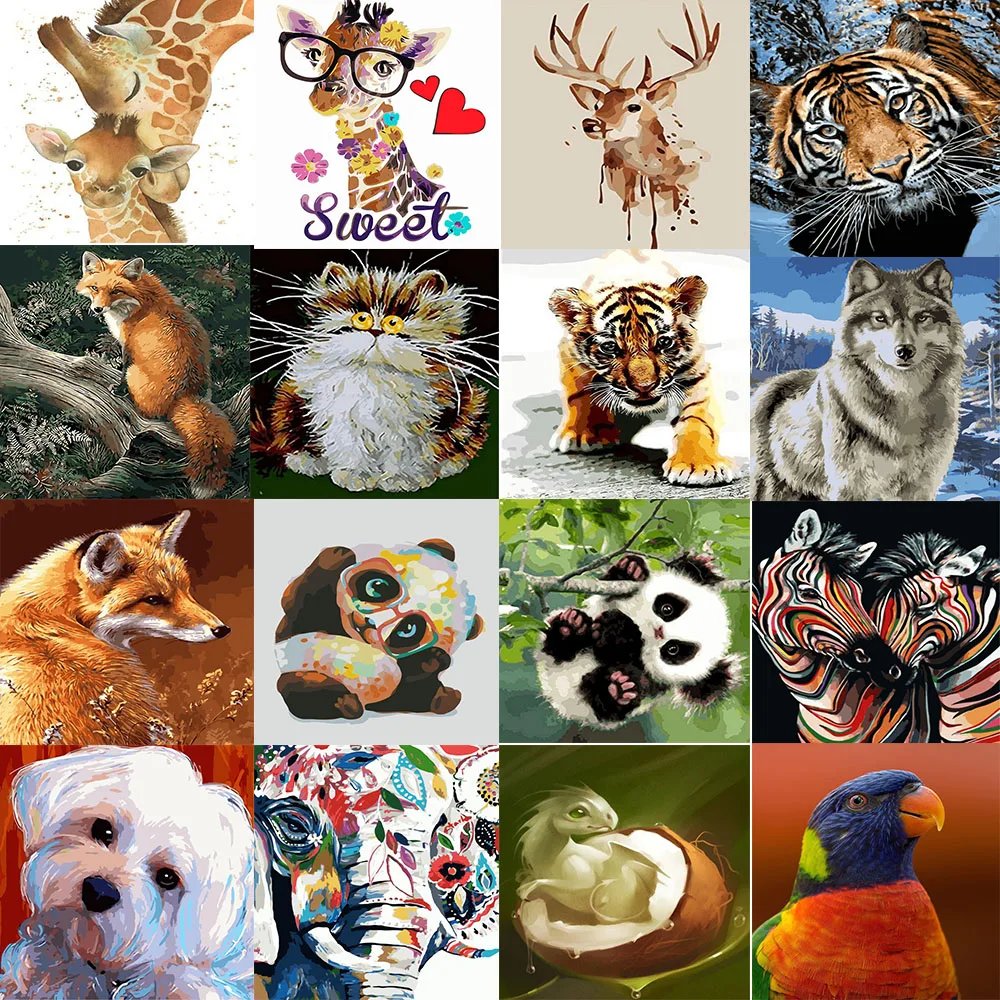 

DIY Painting By Numbers Different Animal HandPainted Oil Painting Drawing On Canvas Unique Gift Home Decoration