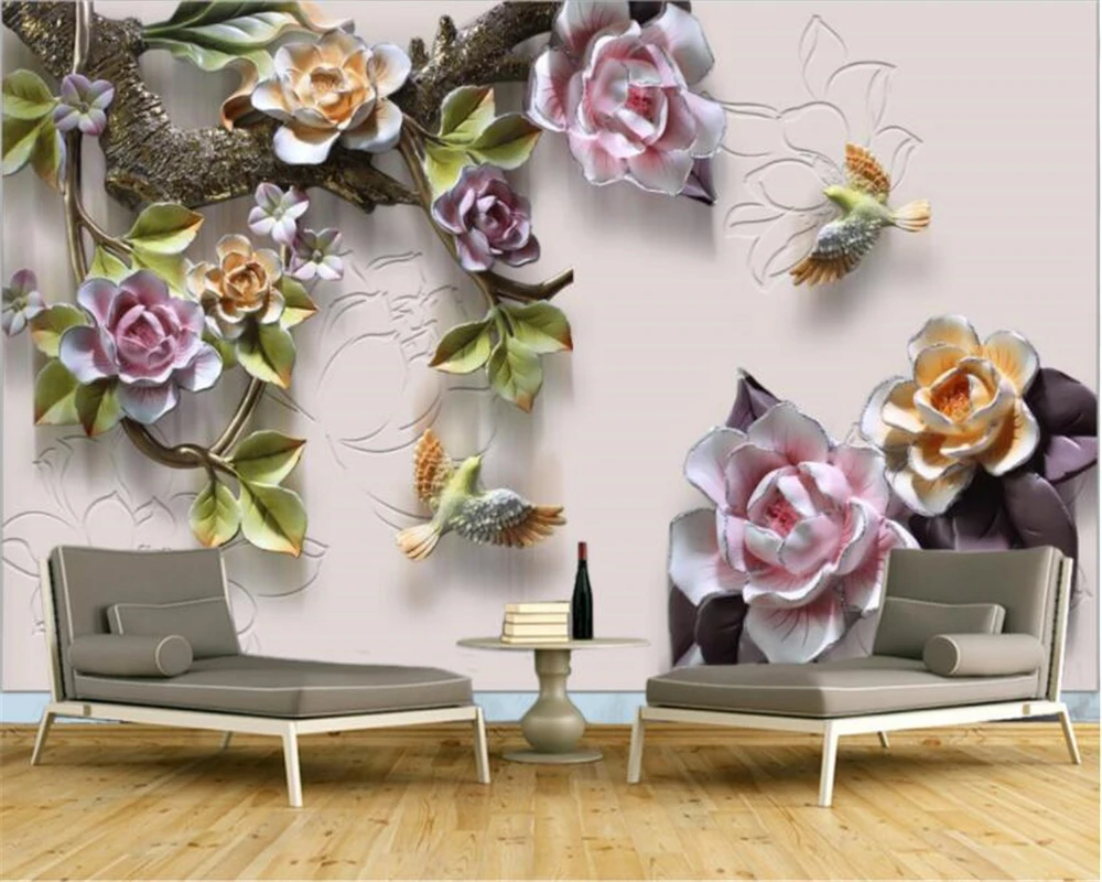 

Drop Shipping Customize Any Size Wallpaper Embossed Rose TV Background Wall Wall Paper Home Decor Papier Peint Mural 3d Behang