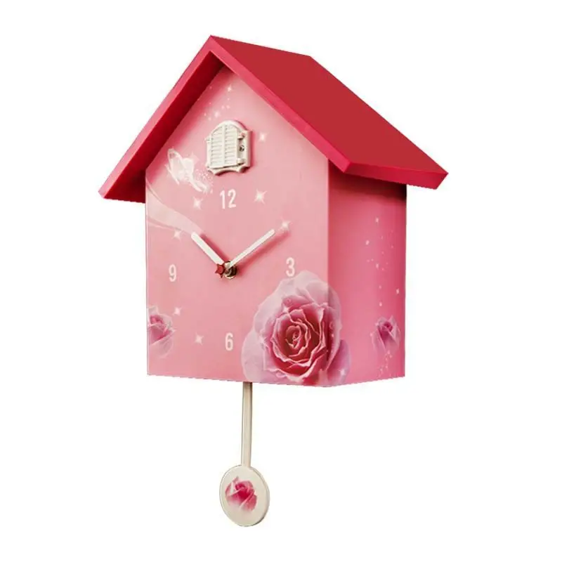 

Cuckoo Clock Pink 3D Simple Clock Living Room Fashion Desk Clock Cuckoo Hanging Clock 3d wall clock wood clock wall Plastic