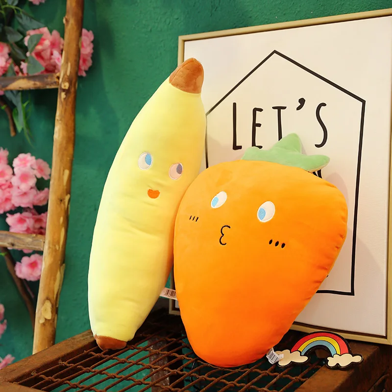 Kawaii мультфильм мягкие фрукты плюшевая подушка морковь клубника, ананас арбуз банан плюшевые игрушки Рождество подарок