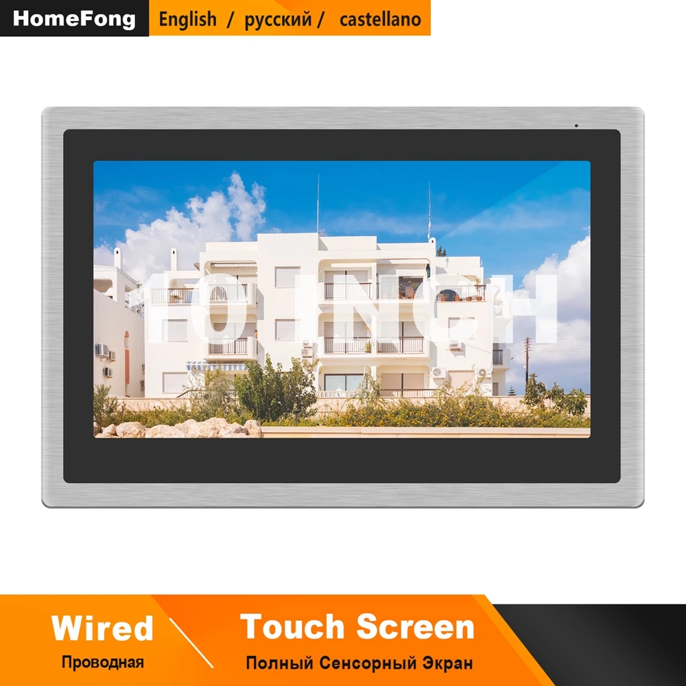 Homefong Wired Video Intercom Monitor 10 inch Touch Screen Support AHD Doorbell Outdoor Camera Connected Motion Detection Record