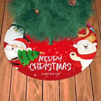 

Christmas Tree Skirt Red Christmas Jingle Tree Mat with Tassel Xmas Large Tree Mat for Christmas Party Decorations DTT88