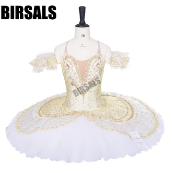 

Adult Gold White Queen Performance Pancke Professional Ballet Tutu Women Sleeping Beauty Ballerina Classical BT9143A