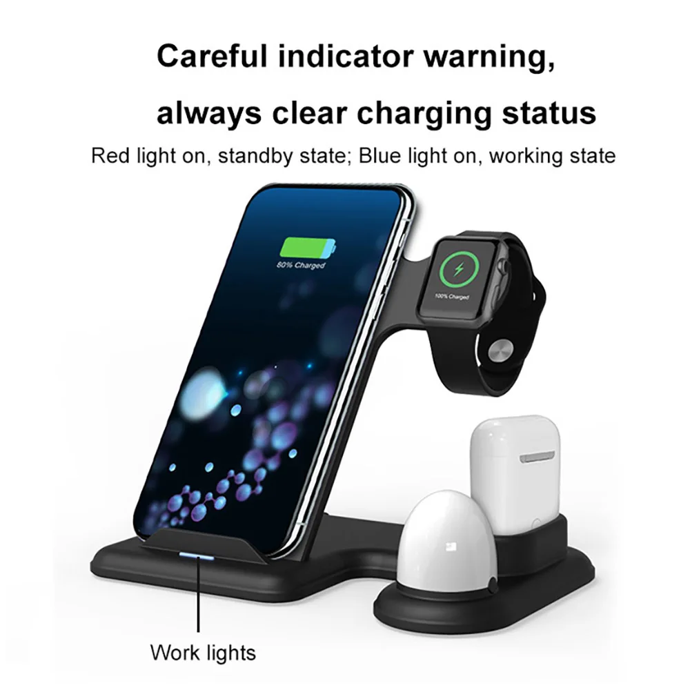 FDGAO 3 в 1 Qi Беспроводное зарядное устройство подставка для iPhone 11 Pro X XS Max XR 8 Airpods Apple Watch samsung S10 10W быстрозарядная станция