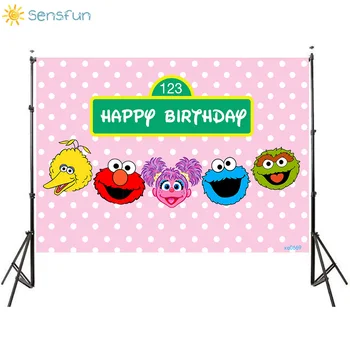 

Sensfun Pink Girl Birthday Backdrop Sesame Street Theme Party Photographic Background Photo Studio Props Cake Table Decoration