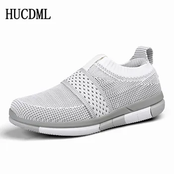 

HUCDML 2020 Men Shoes Summer Slip-On Flyknit Sneakers MD Bottom Breathable Light Couple Shoes Unisex Size 36-46 Dropshipping
