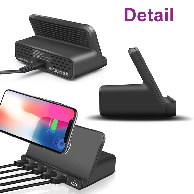 Беспроводное зарядное устройство Tongdaytech 60 Вт для Iphone 11 X XS MAX мульти USB быстрая