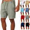 Male Summer Breathable Solid Color Linen Trousers Men's Cotton Linen shorts Pants Fitness Streetwear S-4XL 1