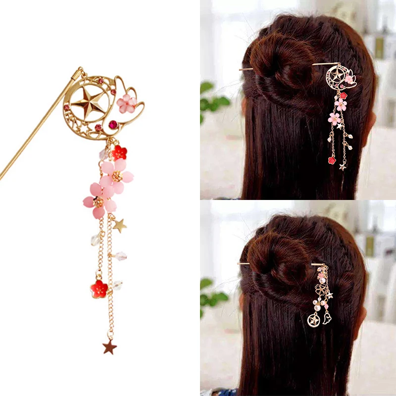 Красота Сейлор Мун заколка Captor Cardcaptor Sakura Kanzashi заколка для волос аксессуары заколка для волос с хрустальным цветком высокое качество