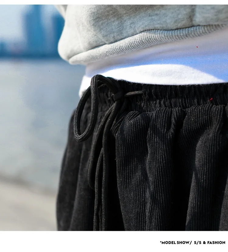 RUIHUO полосатый вельвет Штаны Для мужчин в уличном стиле, шаровары, штаны, мужские брюки джоггеры Для мужчин Штаны в стиле «хип-хоп» впитывает пот и Штаны 5XL Новинка осени