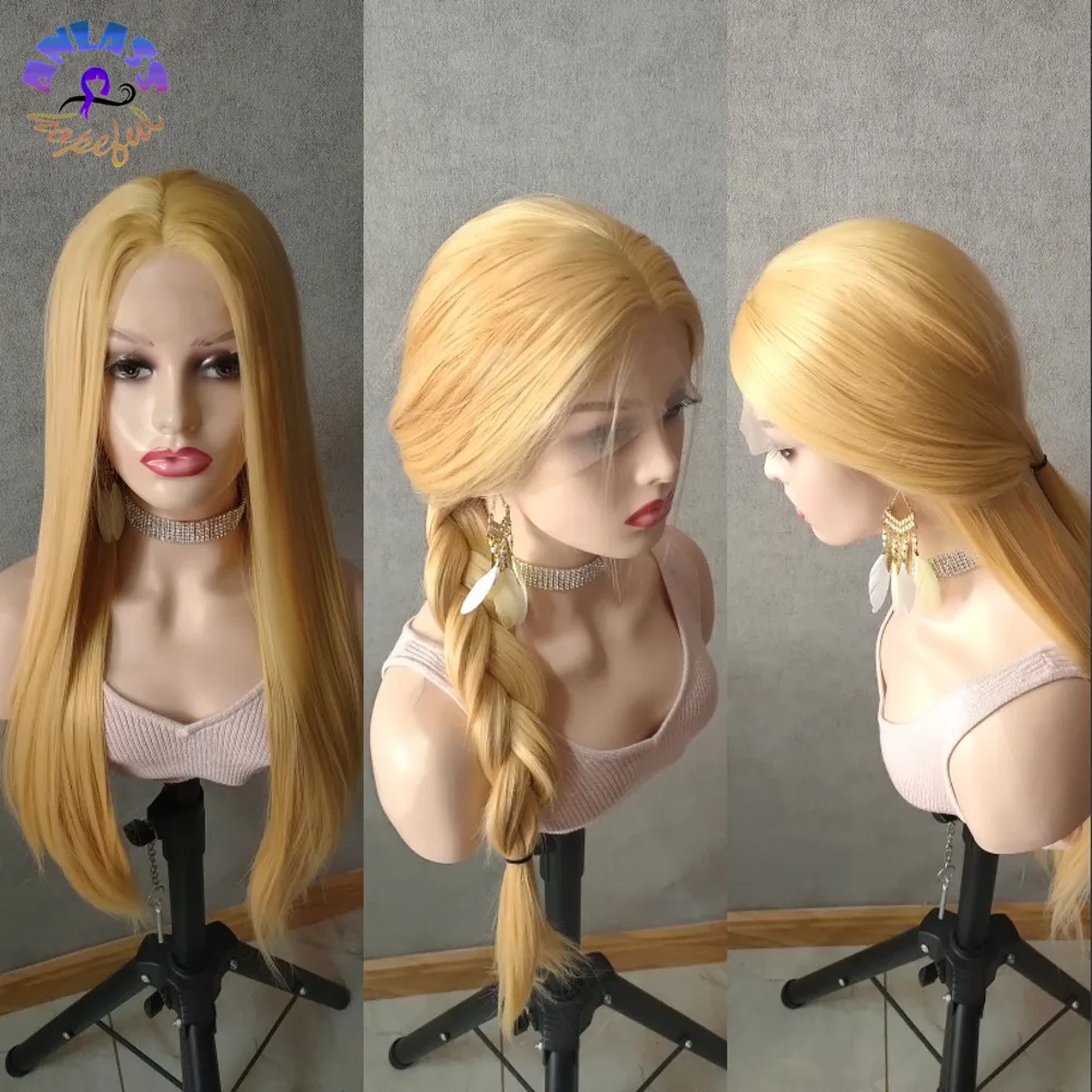 

Silky Straight Perruque 613 Mixed Blonde Synthetic Lace Front Wig Pink/Grey Mixed Blue /Yellow Lace Wig Natural Hairline