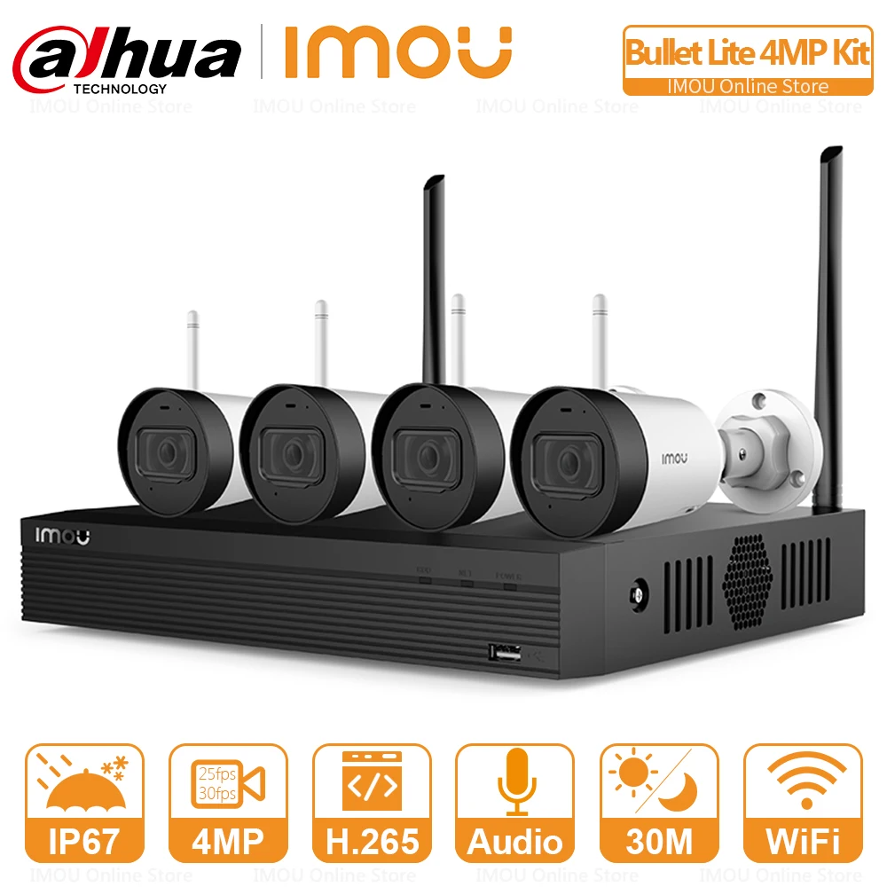 Комплект видеонаблюдения Dahua 4 МП IP67 беспроводной сетевой видеорегистратор |