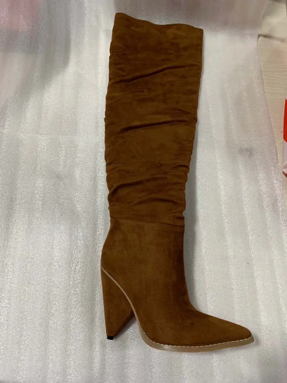 SARAIRIS/Размеры 35-43, высокие сапоги до бедра на высоком каблуке Женская обувь из лакированной искусственной кожи пикантные женские вечерние ботфорты с острым носком
