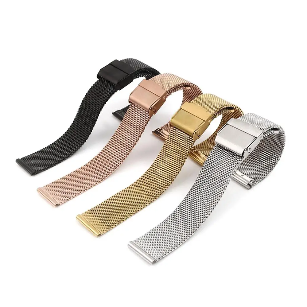 

DoreenBedas 304 Stainless Steel Double Security Buckle Mesh Watch Strap Bands For Women Watch Black Rose Gold Gift Charms 0.6mm