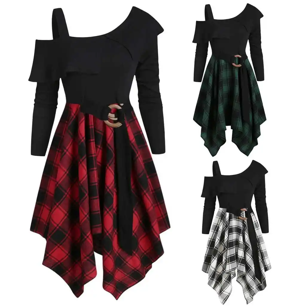 vestido xadrez com cinto