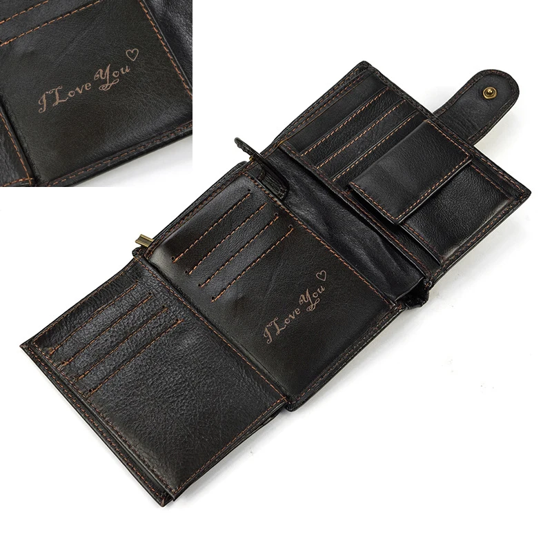 

Lettering wallets trifold men genuine leather short wallet top quality cowhide male purse hasp money bag card holder coin pocket