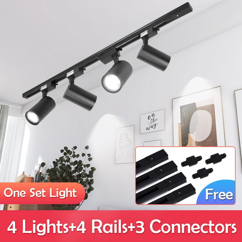 Whole Set Led Track Light 220V Aluminum Track Lights Rail 12W 20W 30W 40W Led Track Lamps for Clothing Store Home Track Lighting afbeelding