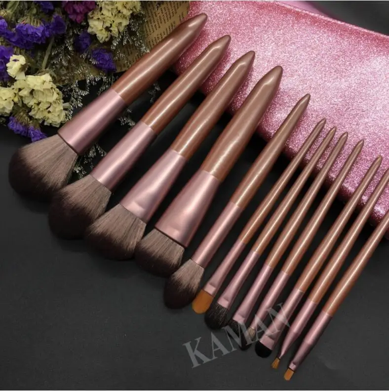 12 пьезas de pinceles de maquillaje, juegos, Maquiagem fundacion polvo rubor Cosmetica de sombra de ojos de las mujeres belleza