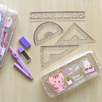 

Student supplies Cartoon multi-function math drawing set Metal compass 7-piece set Cute stationery