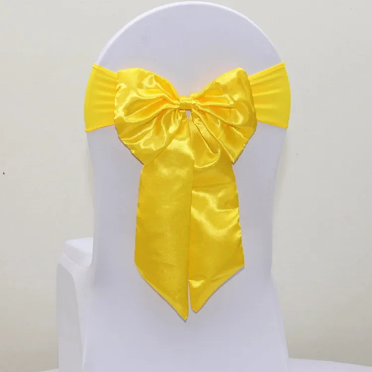 Yellow 50 шт Необычные Бесплатные Галстуки атласная лента на стул галстук свадебный спандекс стул бант лента лайкра стрейч на стул пояс для банкета отеля украшения - Цвет: Yellow