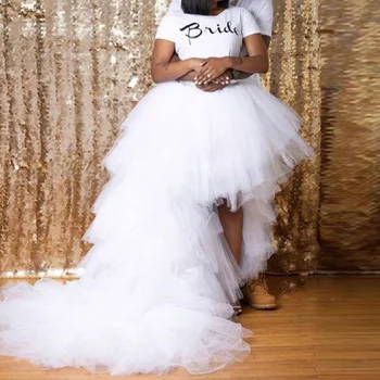 

2020 Newest Designed Skirts Long robe de soiree Tulle Skirt Party Tiered Hi Low Long Tail