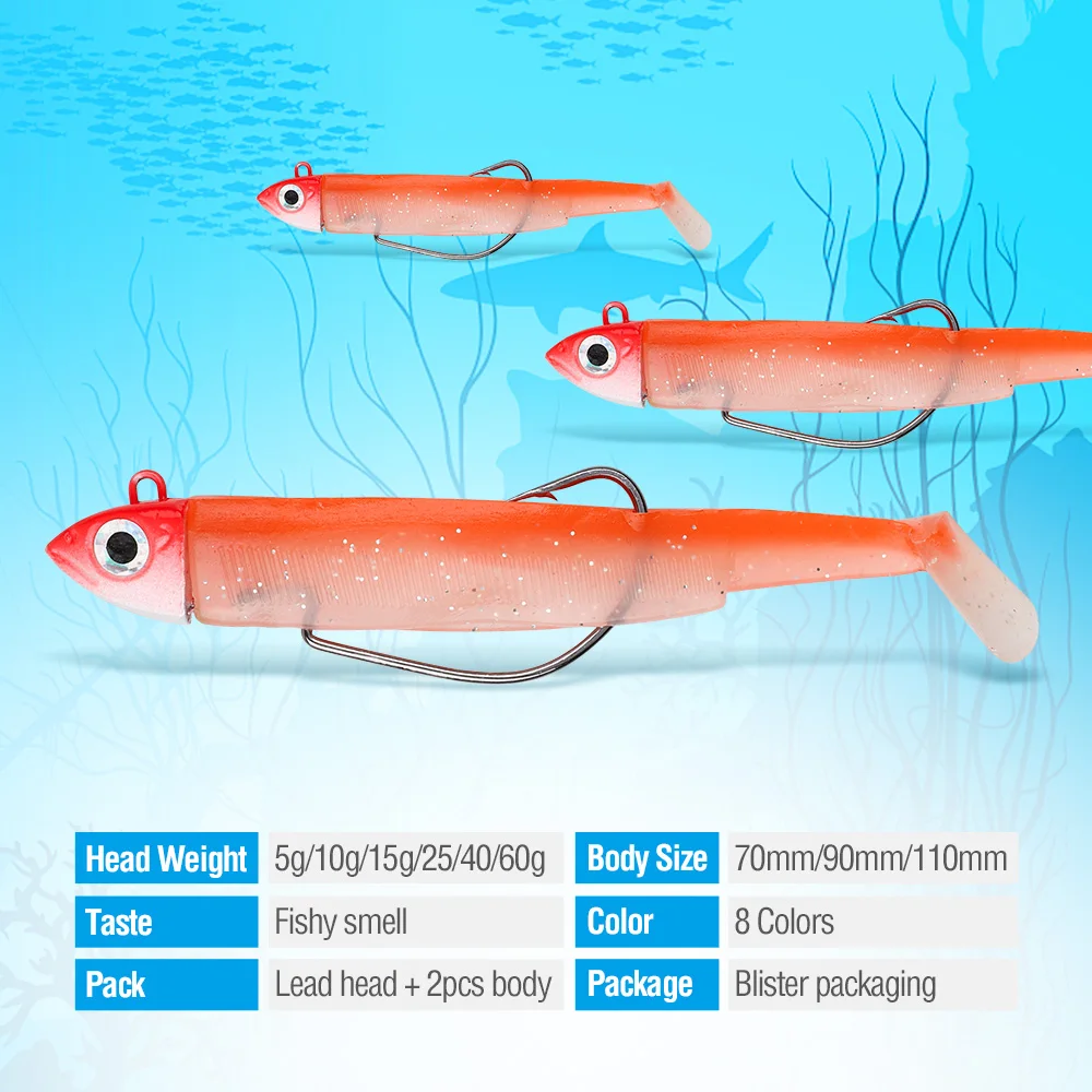 Рыболовная приманка DONQL Minnow с свинцовой головкой Мягкая наживка 5g10g15g25g40g60g