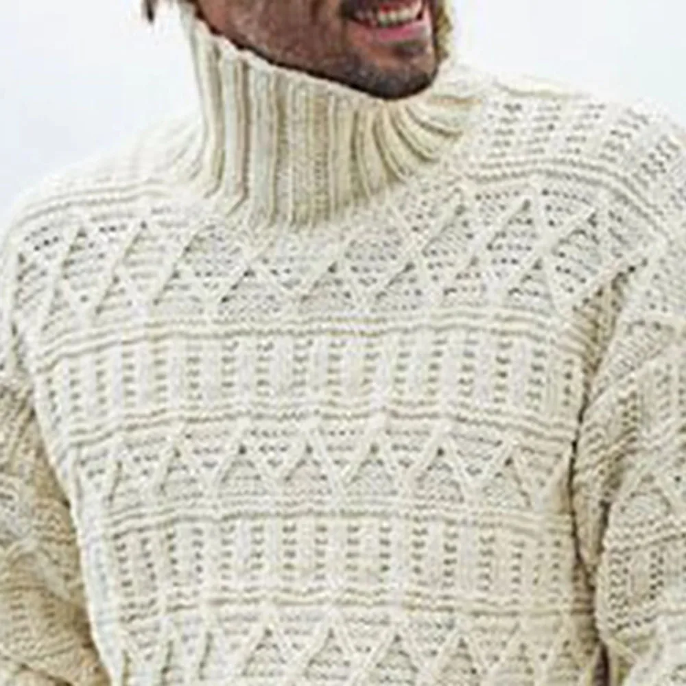 Мужской модный свитер с высоким воротом и длинным рукавом, осенне-зимний теплый пуловер большого размера, вязаный свитер для мужчин