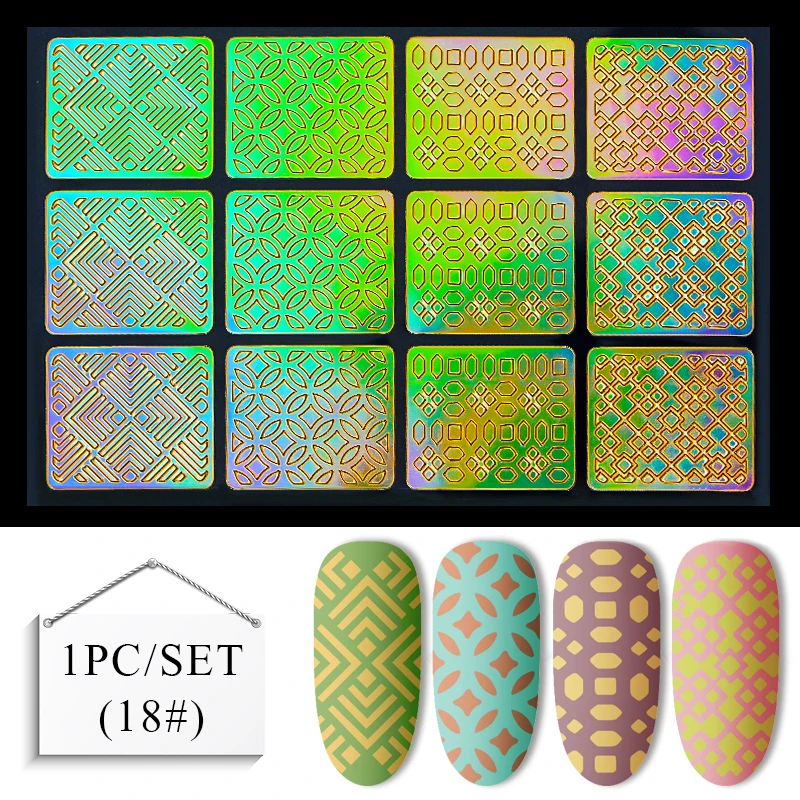 Four Lily 24type Hollow Laser Nail Art Sticker Stamping Prints Water Decals Nail Art Stickers Long Lasting Nail Transfer Sticker - Цвет: K5527
