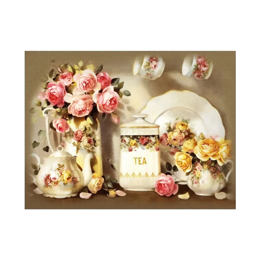 5D DIY Diamond Painting Flower Vase Coffee Pots Plate Embroidery Mosaic Full Drill Cross Stitch Home Decor Handmade Gift | Дом и сад