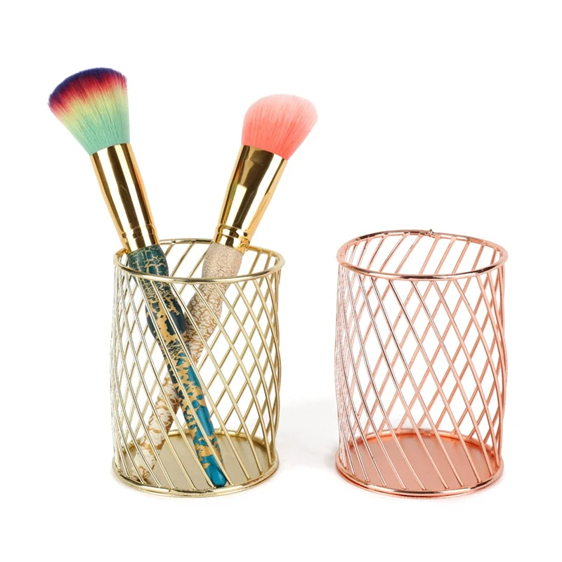 

Small Makeup Storage Basket Makeup Brush Holder Cosmetic Organizer Iron Storage Basket For Home