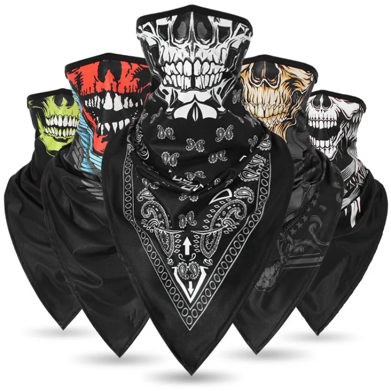 

Skull Motorcycle face mask Quick drying Balaclava Neck scarf Moto Helmet half face mask Dustproof Anti-UV Cycling Face Shield