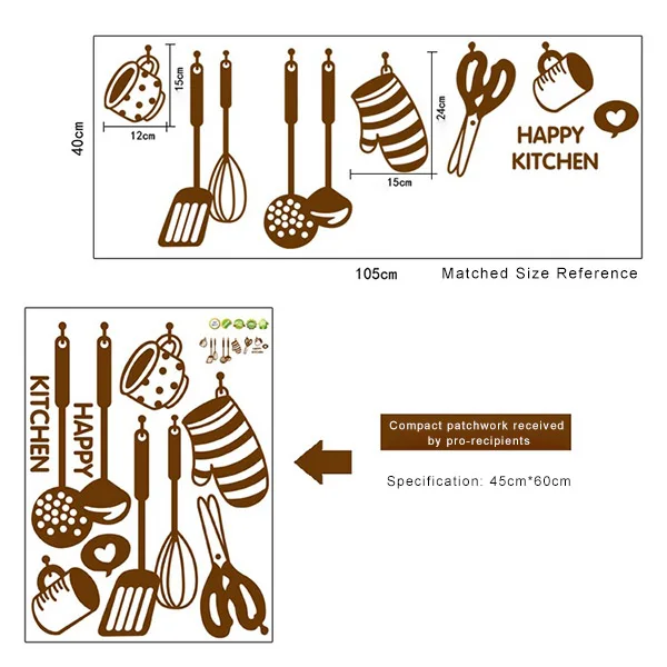 

DIY Removable Wall Decal Happy Kitchen Vinyl Home Decor Wall Stickers WWO66