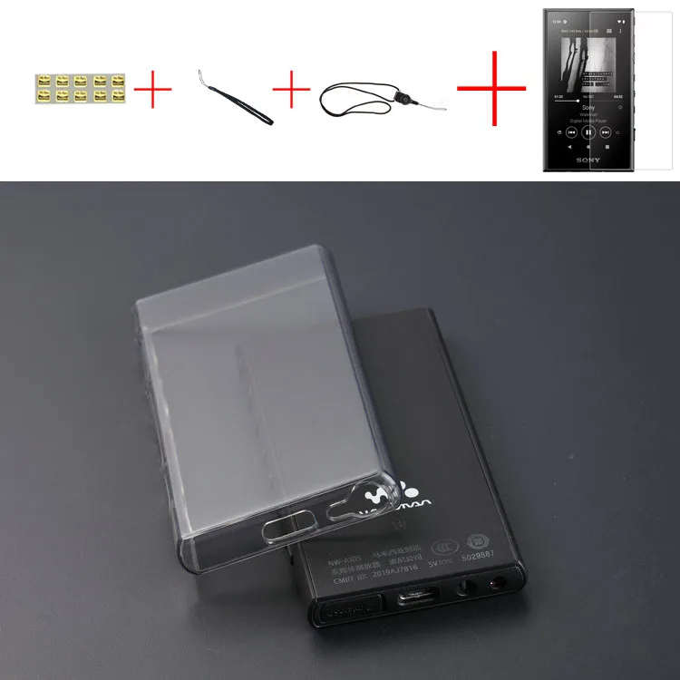 Мягкий прозрачный чехол из ТПУ для SONY Walkman NW A100 A105 A106HN A100TPS - Цвет: Black case and glass
