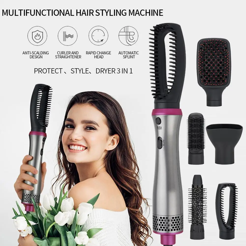 

Hot Air Brush Set Ion1000W With 6 Attachments Straightener Curler Rotating Flexible Cable