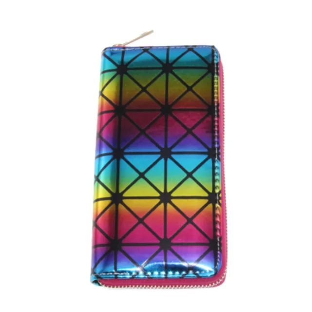 Xgravity European Laser Rainbow Colorful Wallet New Graffiti Ladies Long Purse Fashion Women Leisure PU Card Bags H018 - Цвет: 429b