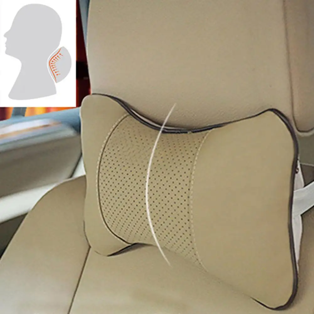 Headrest Hole-digging Neck Support Faux Leather Supplies Neck Auto Safety Pillow Car Accessories Car Pillow Products