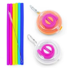 1 шт. Открытый Кемпинг силикагель солома Складная многоразовая Экологически чистая солома питьевой инструмент посуда прочный карабин