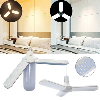

E27LED 45W PC Folding Garage Light Trefoil Light Deformation Light Highlight Indoor Leaf Ceiling Light Constant Current Bulb