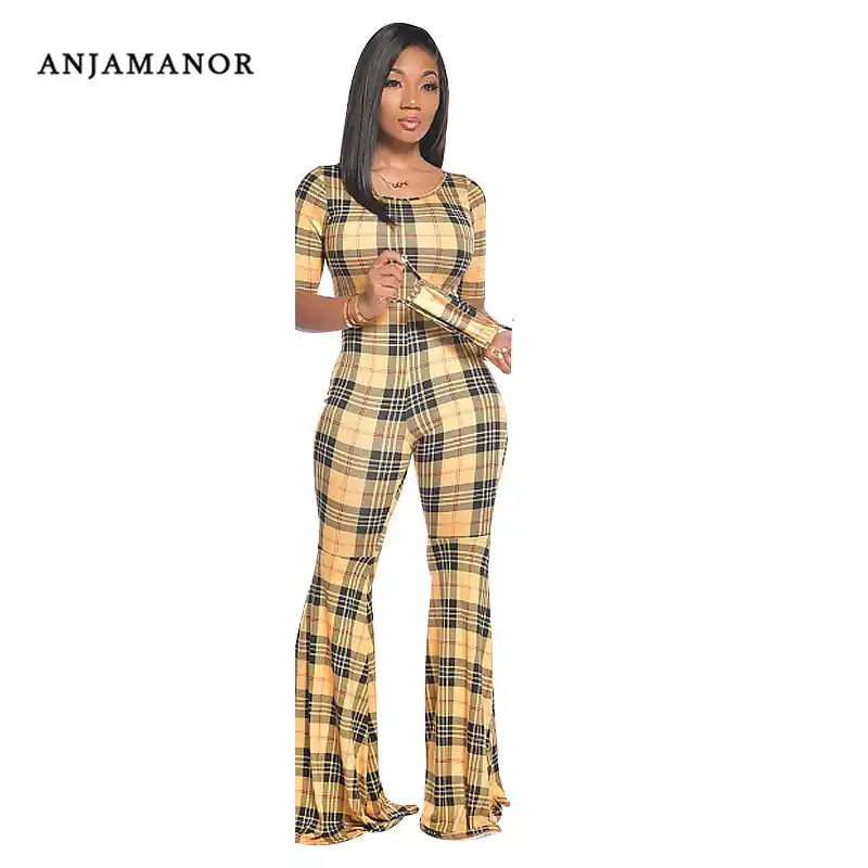 yellow plaid jumpsuit
