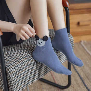 

Fashion Socks Woman 2020 New Spring Ankle Girls Cotton Color Novelty Women Cute 3D eared Ankle Socks Funny Sock