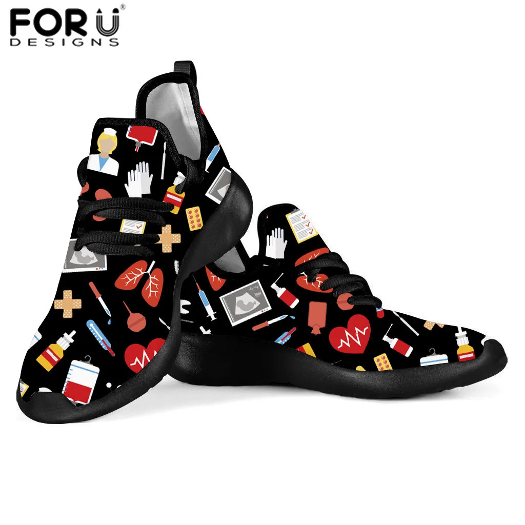FORUDESIGNS/Женские повседневные кроссовки; Милые медицинские инструменты; стоматологический принт; женская трикотажная обувь на платформе; Черная пятница; scarpe donna - Цвет: HMF974Z60