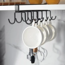 Kitchen Hole-free Cup Storage Rack Water Cup Rack Upside Down Wall Hanging Cup Storage Rack 12 Golden Hook