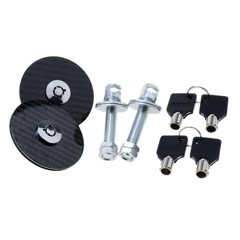 

Car Racing Mount Latch Hood Pin Locking Kit Key Carbon Black with keys